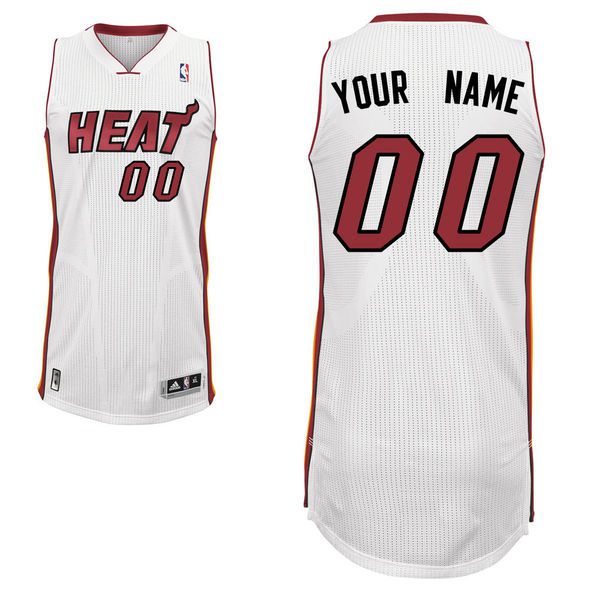 Men Miami Heat White Custom Authentic NBA Jersey->->Custom Jersey